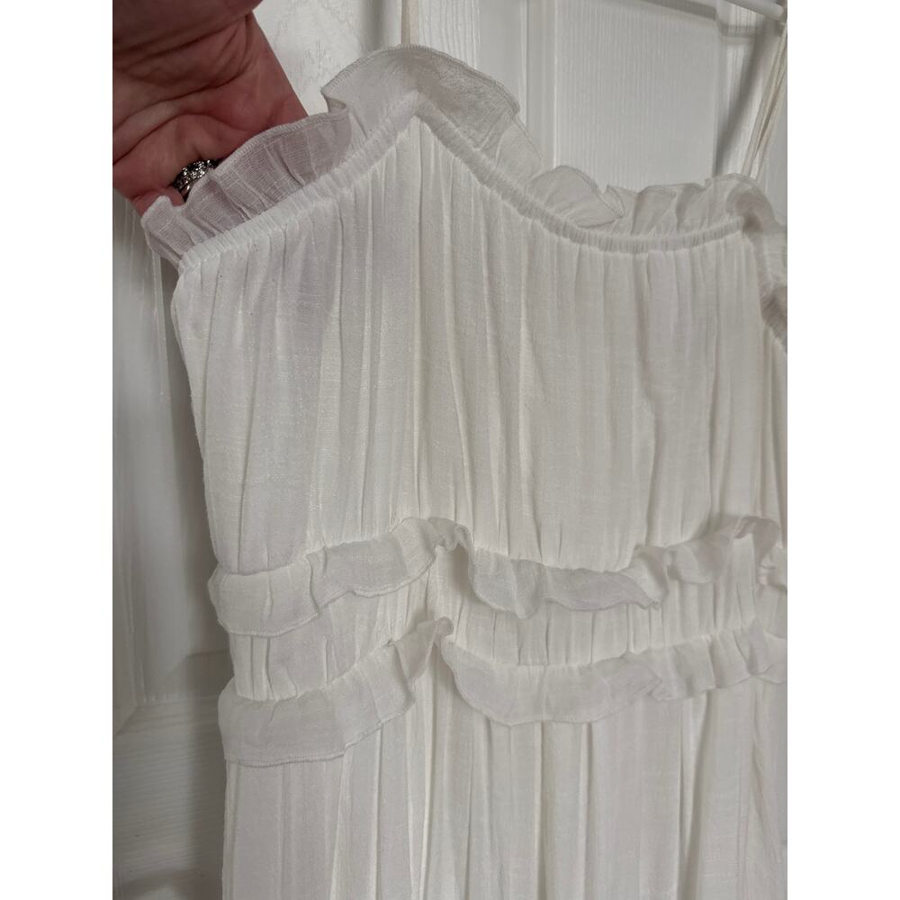 HYFVE White Ruffle crochet Trim Tiered Boho sleeveless Maxi Dress large - Picture 8 of 13